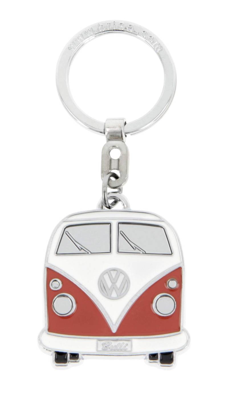 BRISA VW Collection - Volkswagen Emaillierter Metall Schlüssel-Anhänger-Ring Schlüsselbund-Accessoire Keyholder im T1 Bulli Bus Design (Front/Orange) von BRISA