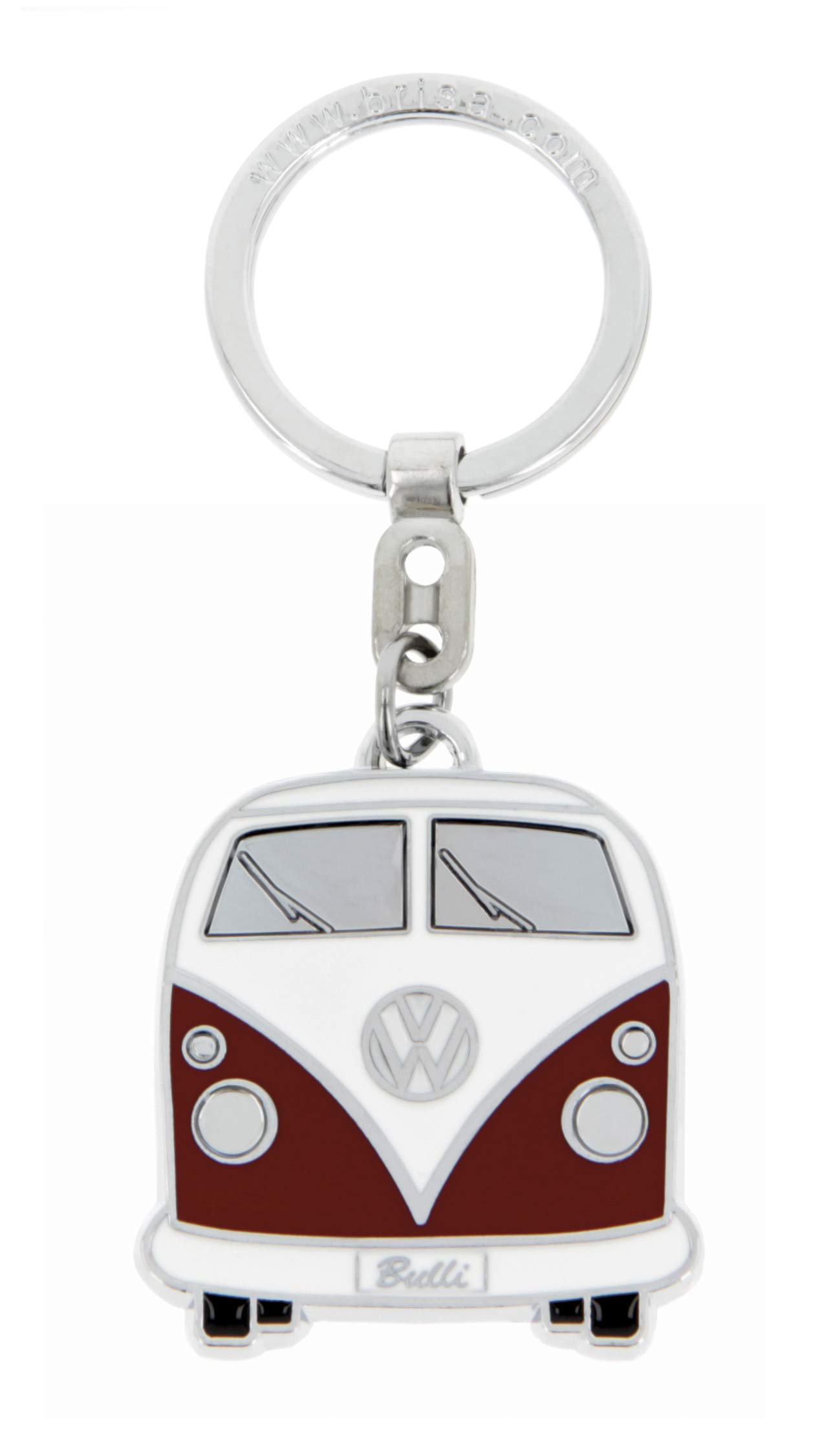 BRISA VW Collection - Volkswagen Emaillierter Metall Schlüssel-Anhänger-Ring Schlüsselbund-Accessoire Keyholder im T1 Bulli Bus Design (Front/Rot) von BRISA