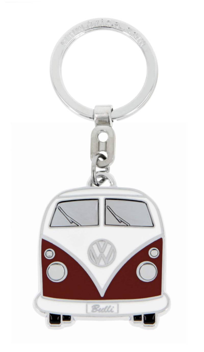 BRISA VW Collection - Volkswagen Emaillierter Metall Schlüssel-Anhänger-Ring Schlüsselbund-Accessoire Keyholder im T1 Bulli Bus Design (Front/Rot) von BRISA