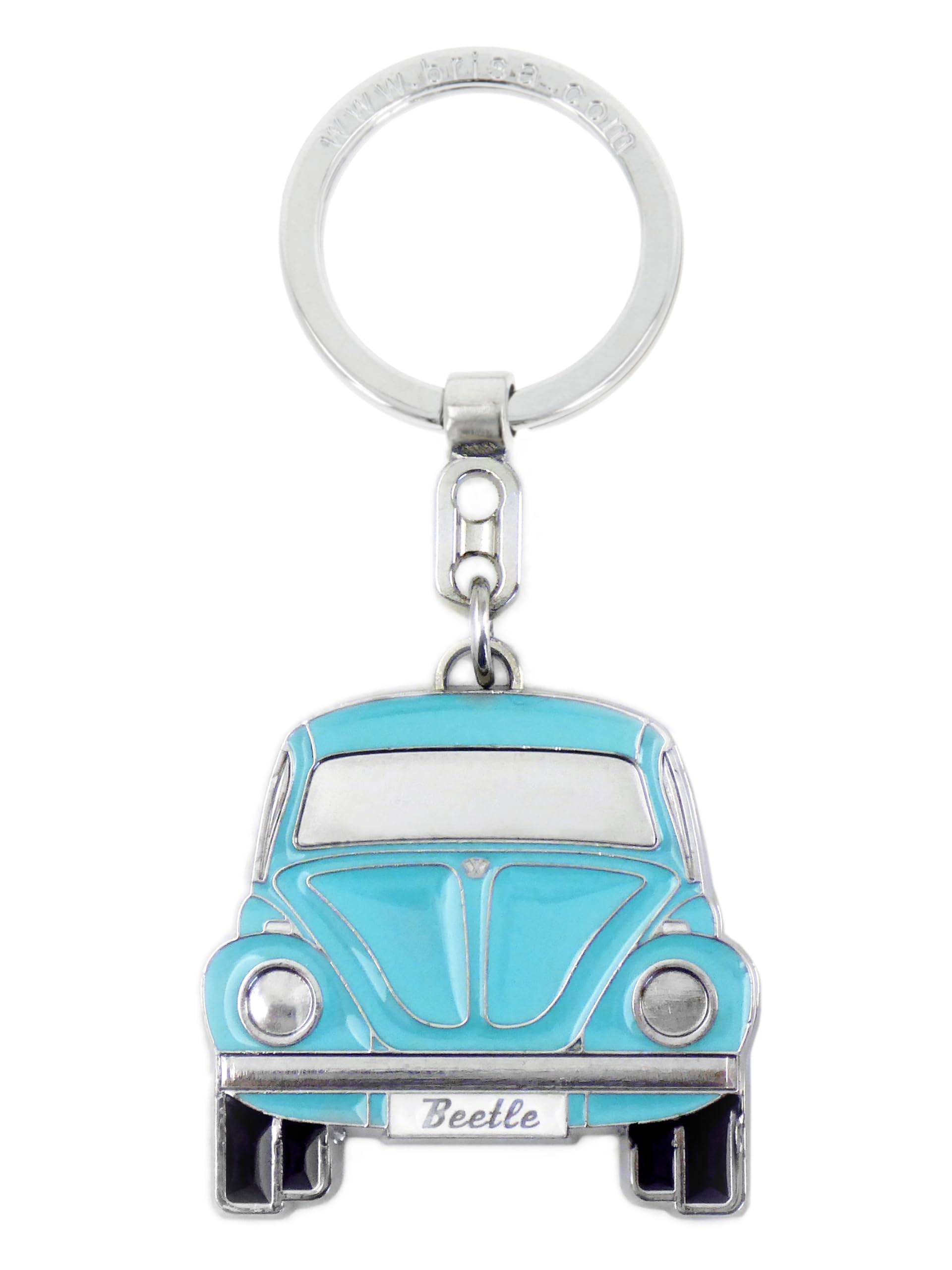 BRISA VW Collection - Volkswagen Emaillierter Metall Schlüssel-Anhänger-Ring Schlüsselbund-Accessoire Keyholder im Käfer/Beetle Design (Front/Blau) von BRISA