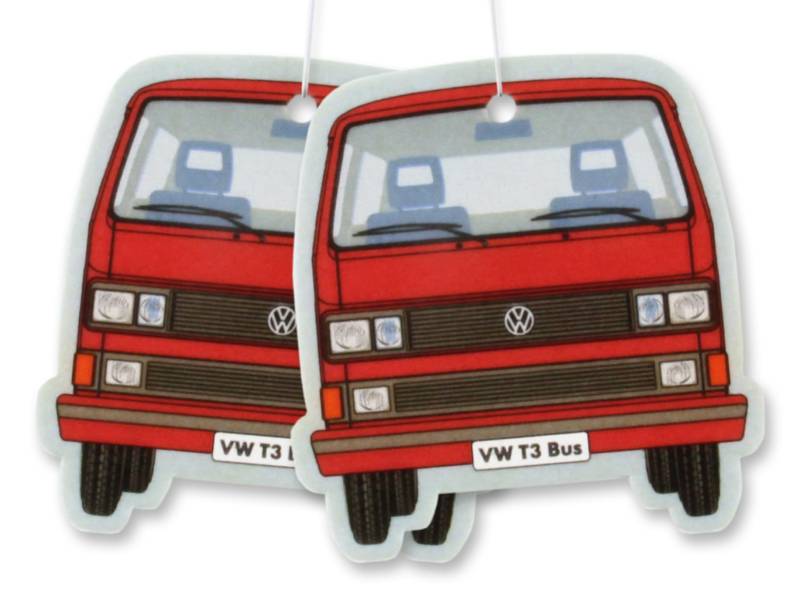 BRISA VW Collection - Volkswagen T3 Bulli Bus Luft-Erfrischer, Duft-Spender, Duft-Baum fürs Auto/KFZ (Vanille/Rot/2ER Set) von BRISA