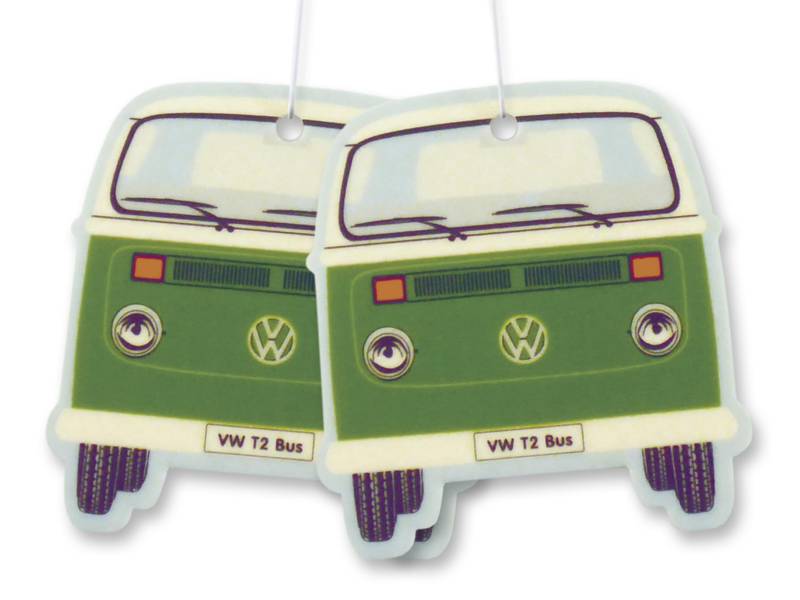 BRISA VW Collection - Volkswagen T2 Bulli Bus Luft-Erfrischer, Duft-Spender, Duft-Baum fürs Auto/KFZ (Green Tea/Grün/2ER Set) von BRISA