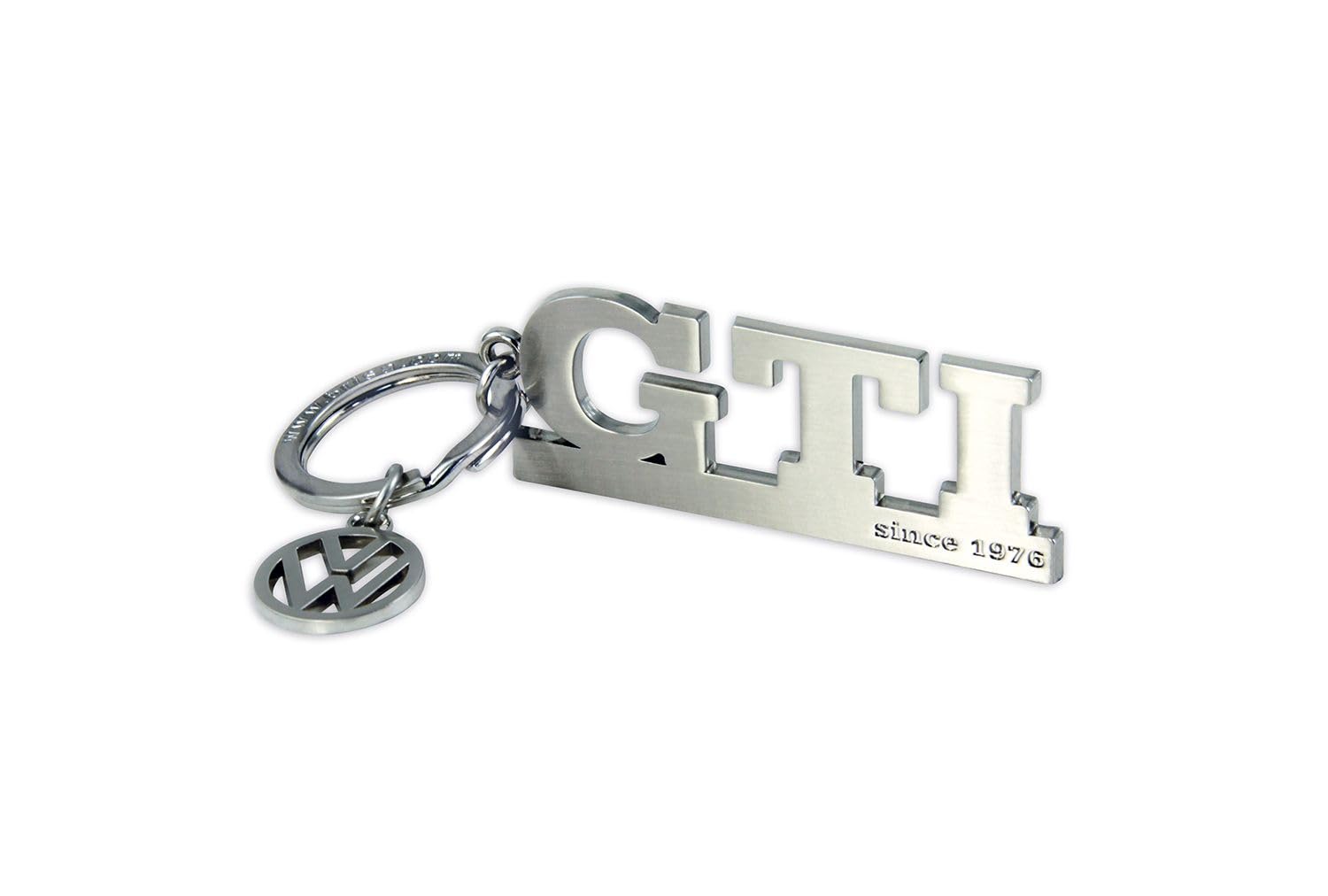 BRISA VW Collection - Volkswagen Metall Schlüssel-Anhänger-Ring Schlüsselbund-Accessoire Keyholder im GTI Design (Schriftzug Silber) von BRISA