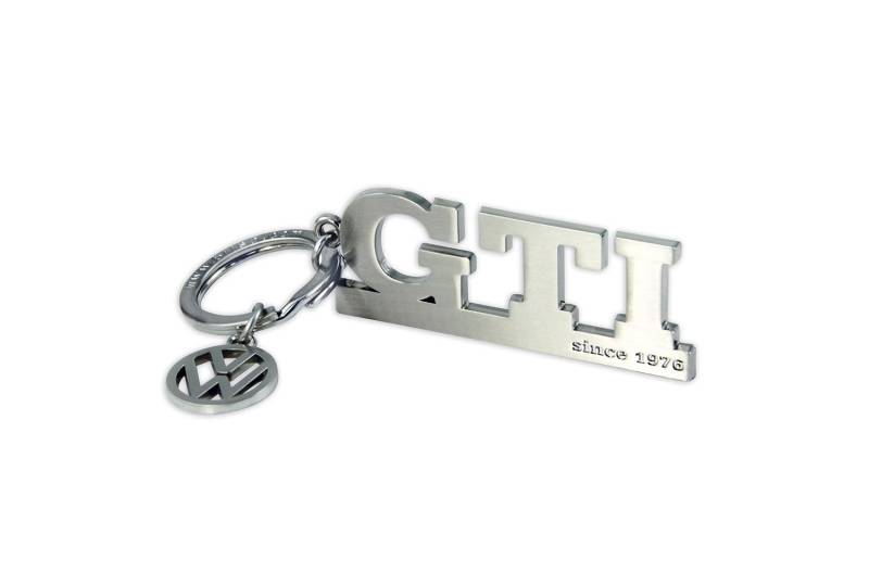 BRISA VW Collection - Volkswagen Metall Schlüssel-Anhänger-Ring Schlüsselbund-Accessoire Keyholder im GTI Design (Schriftzug Silber) von BRISA