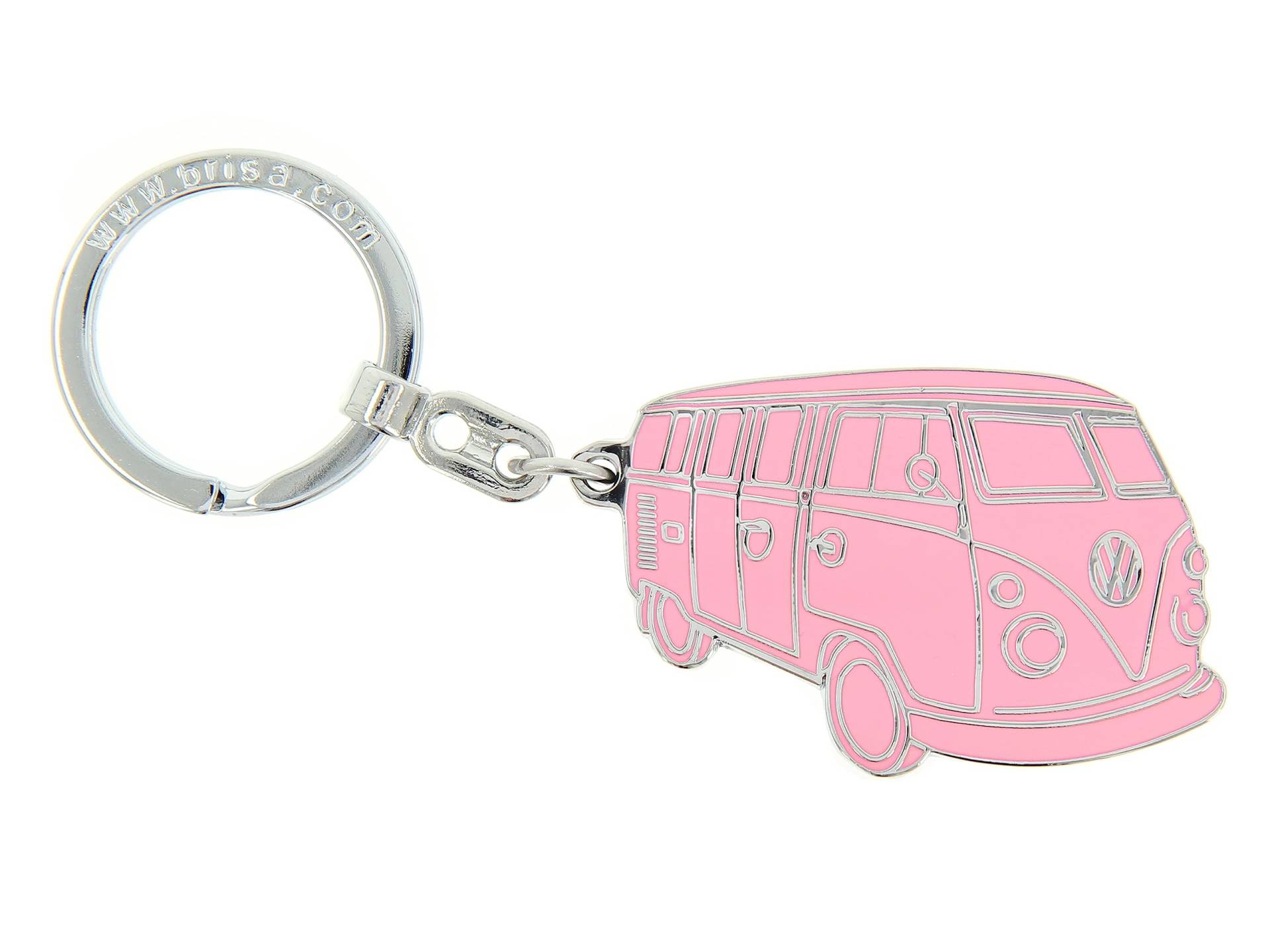 BRISA VW Collection - Volkswagen Metall Schlüssel-Anhänger-Ring Schlüsselbund-Accessoire Keyholder im T1 Bulli Bus Design (Silhouette/Pink) von BRISA
