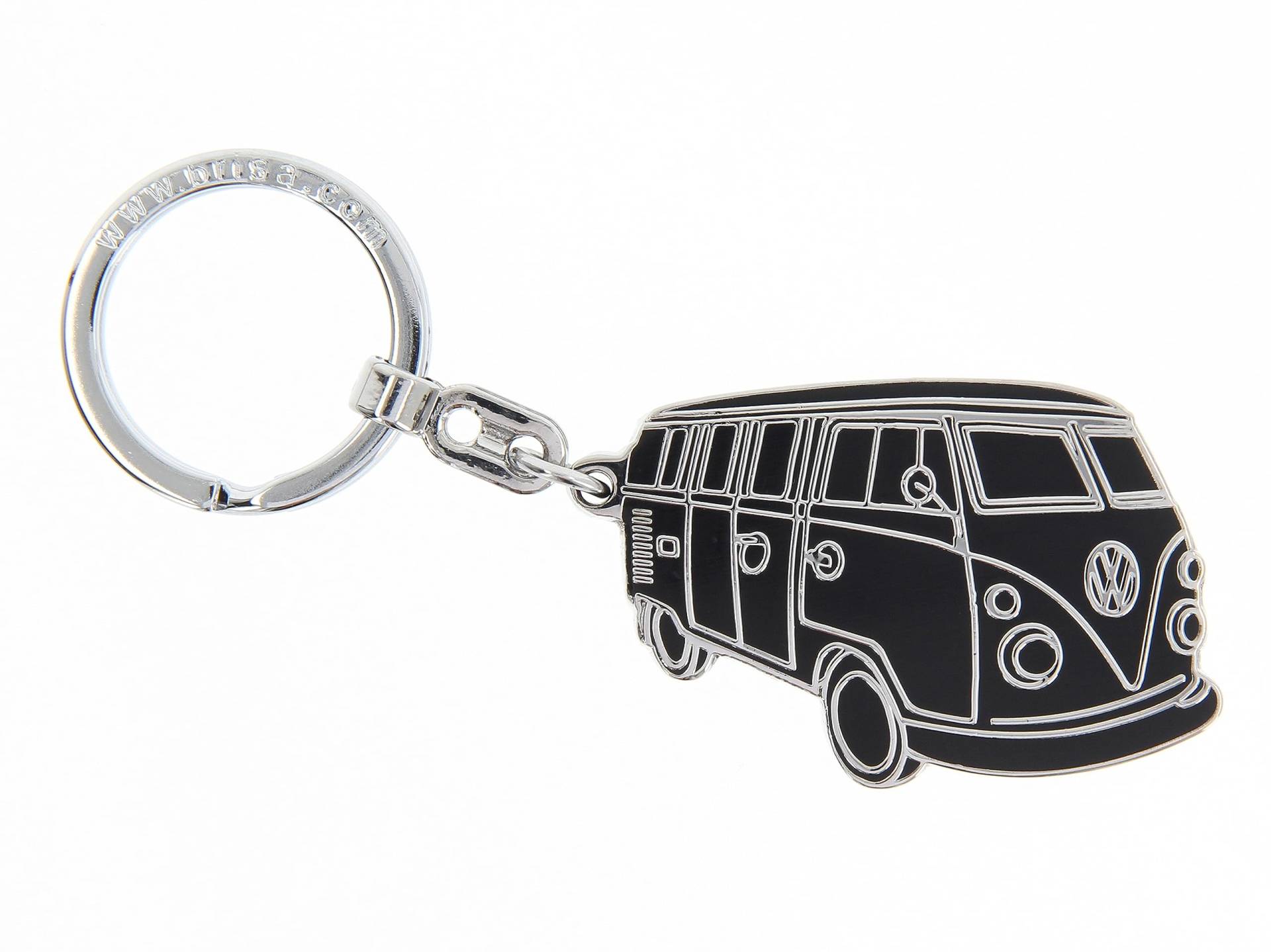 BRISA VW Collection - Volkswagen Metall Schlüssel-Anhänger-Ring Schlüsselbund-Accessoire Keyholder im T1 Bulli Bus Design (Silhouette/Schwarz) von BRISA