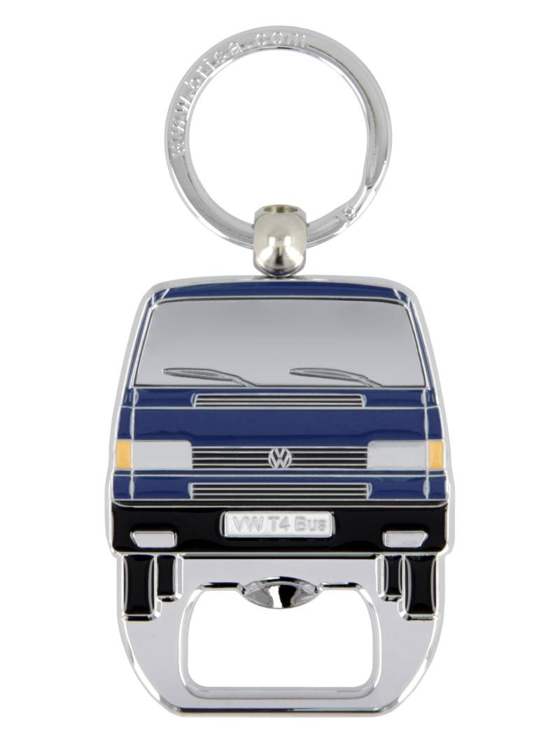 BRISA VW Collection - Volkswagen Schlüssel-Anhänger-Ring Schlüsselbund-Accessoire Keyholder mit Bier-Flaschen-Öffner im T4 Bulli Bus Design (Bus Front/Blau) von BRISA