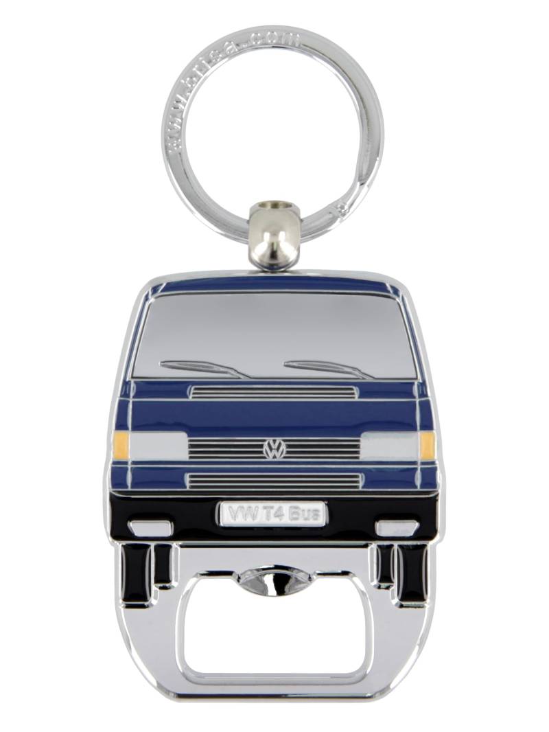BRISA VW Collection - Volkswagen Schlüssel-Anhänger-Ring Schlüsselbund-Accessoire Keyholder mit Flaschenöffner im T3 Bulli Bus Design (Bus Front/Blau) von BRISA