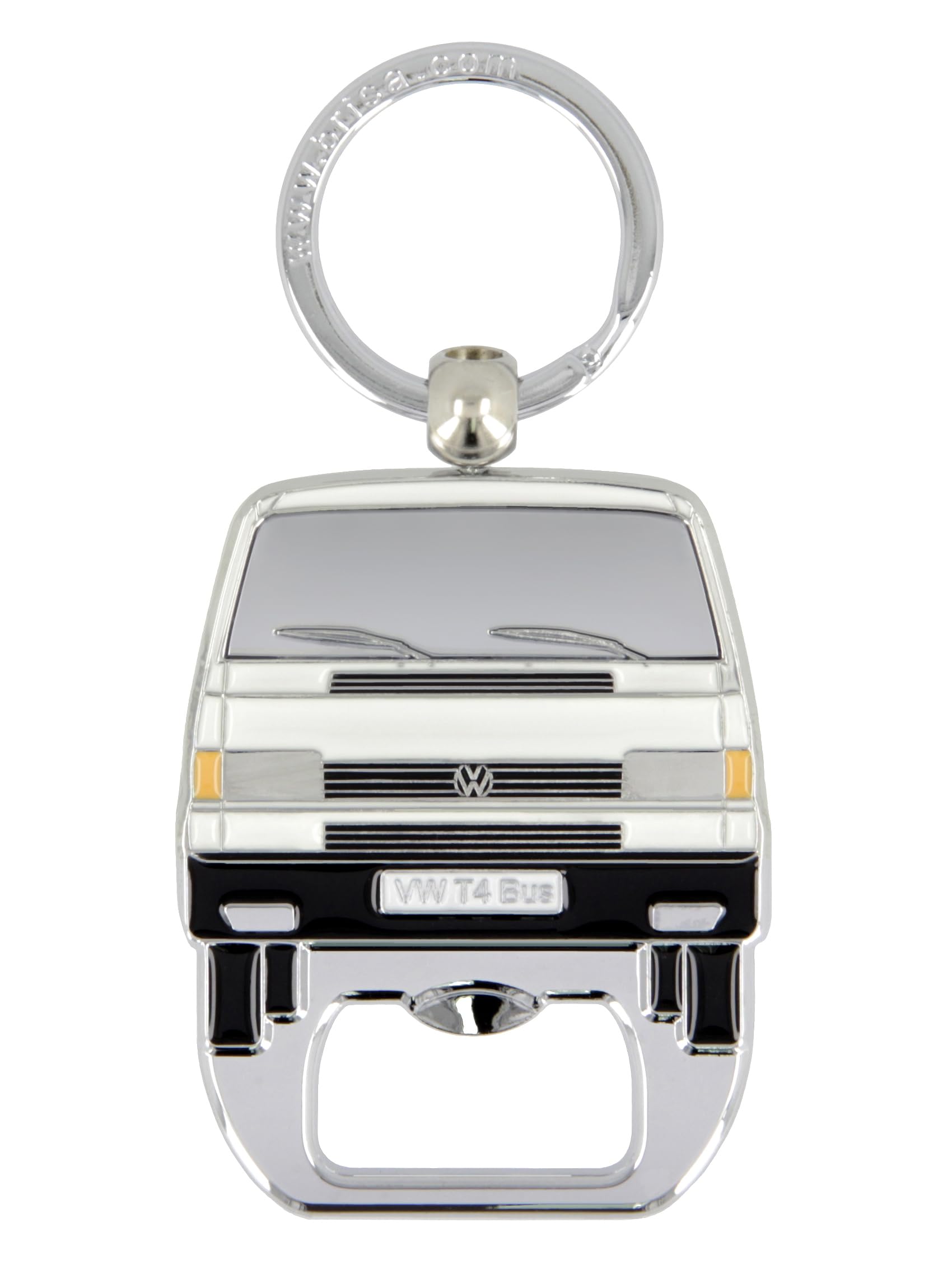 BRISA VW Collection - Volkswagen Schlüssel-Anhänger-Ring Schlüsselbund-Accessoire Keyholder mit Bier-Flaschen-Öffner im T4 Bulli Bus Design (Bus Front/Weiß) von BRISA