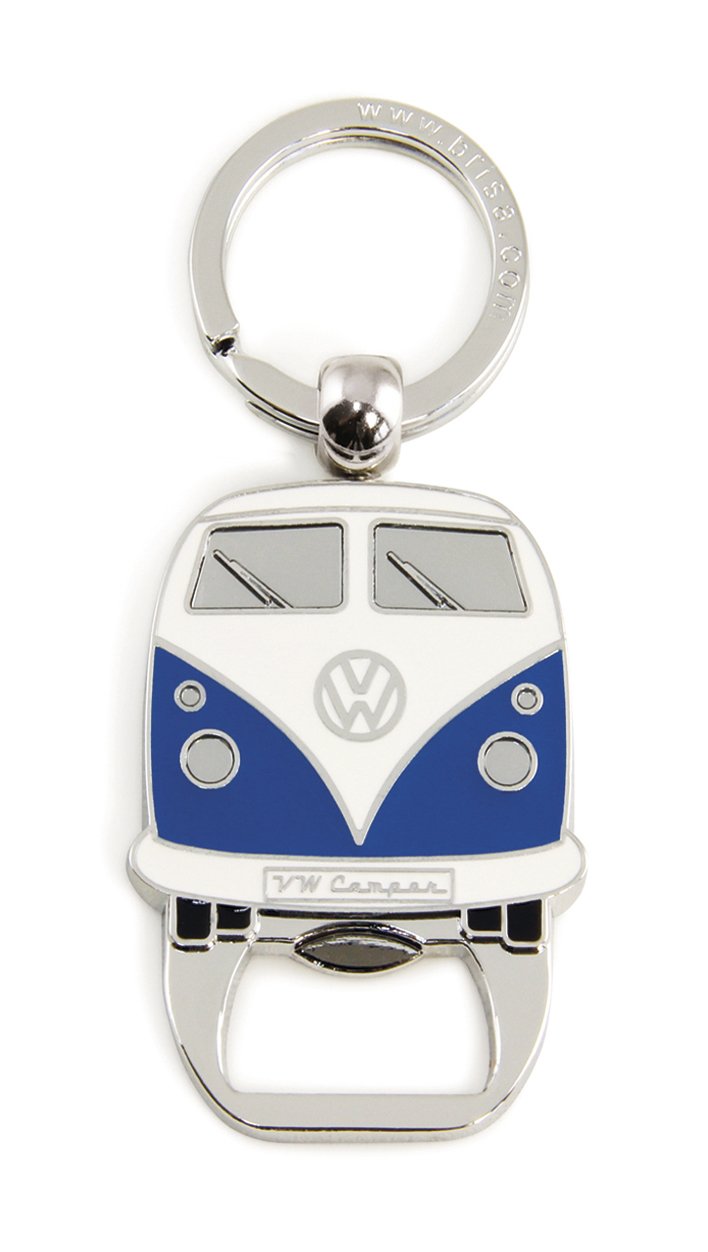 BRISA VW Collection - Volkswagen Schlüssel-Anhänger-Ring Schlüsselbund-Accessoire Keyholder mit Bier-Flaschen-Öffner im T1 Bulli Bus Design (Blau) von BRISA