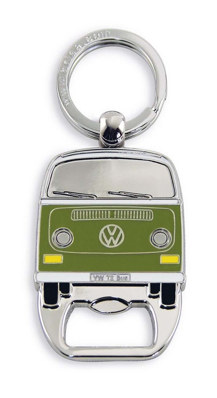 BRISA VW Collection - Volkswagen Schlüssel-Anhänger-Ring Schlüsselbund-Accessoire Keyholder mit Bier-Flaschen-Öffner im T2 Bulli Bus Design (Grün) von BRISA