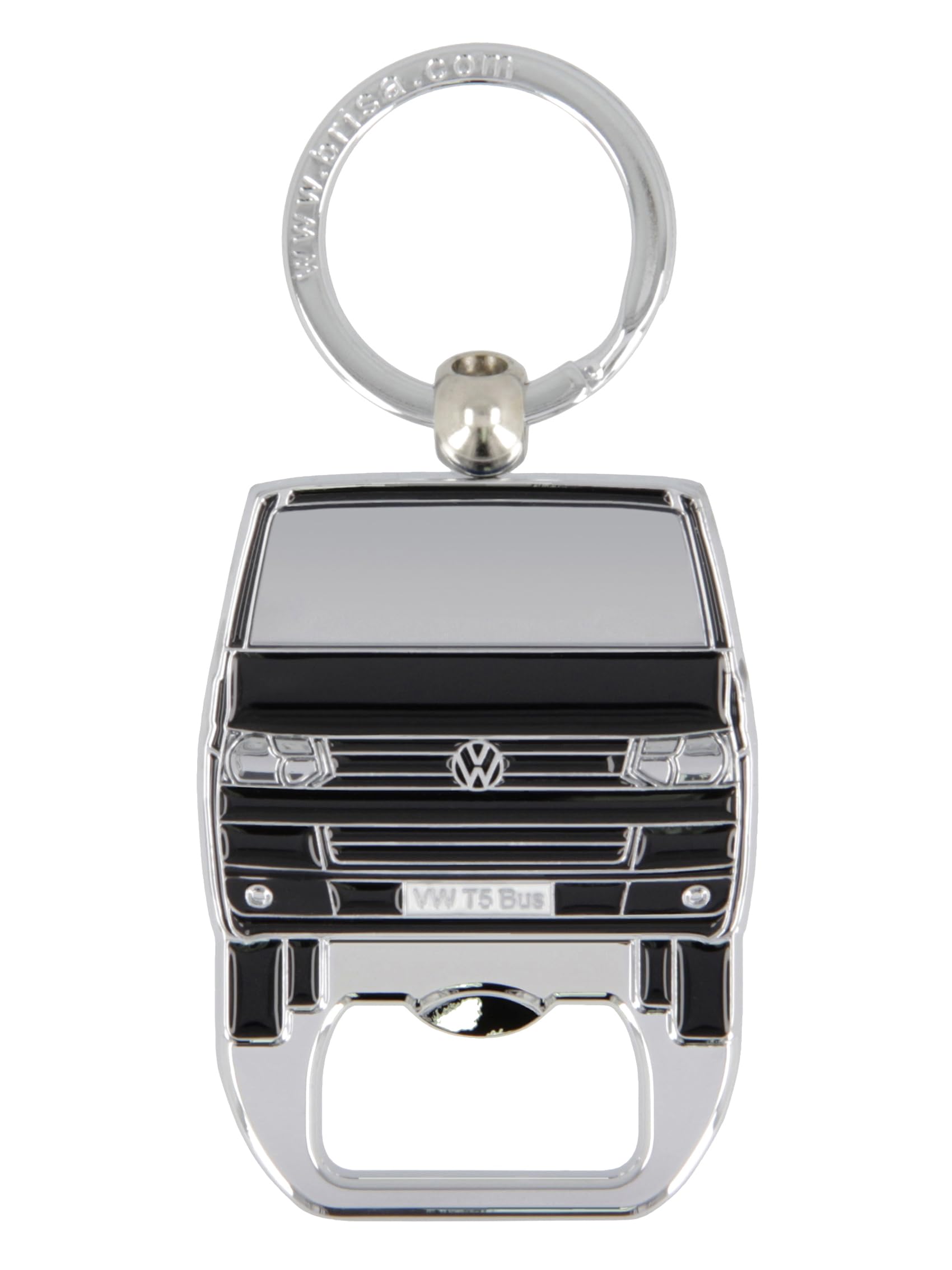 BRISA VW Collection - Volkswagen Schlüssel-Anhänger-Ring Schlüsselbund-Accessoire Keyholder mit Bier-Flaschen-Öffner im T5 Bulli Bus Design (Bus Front/Schwarz) von BRISA