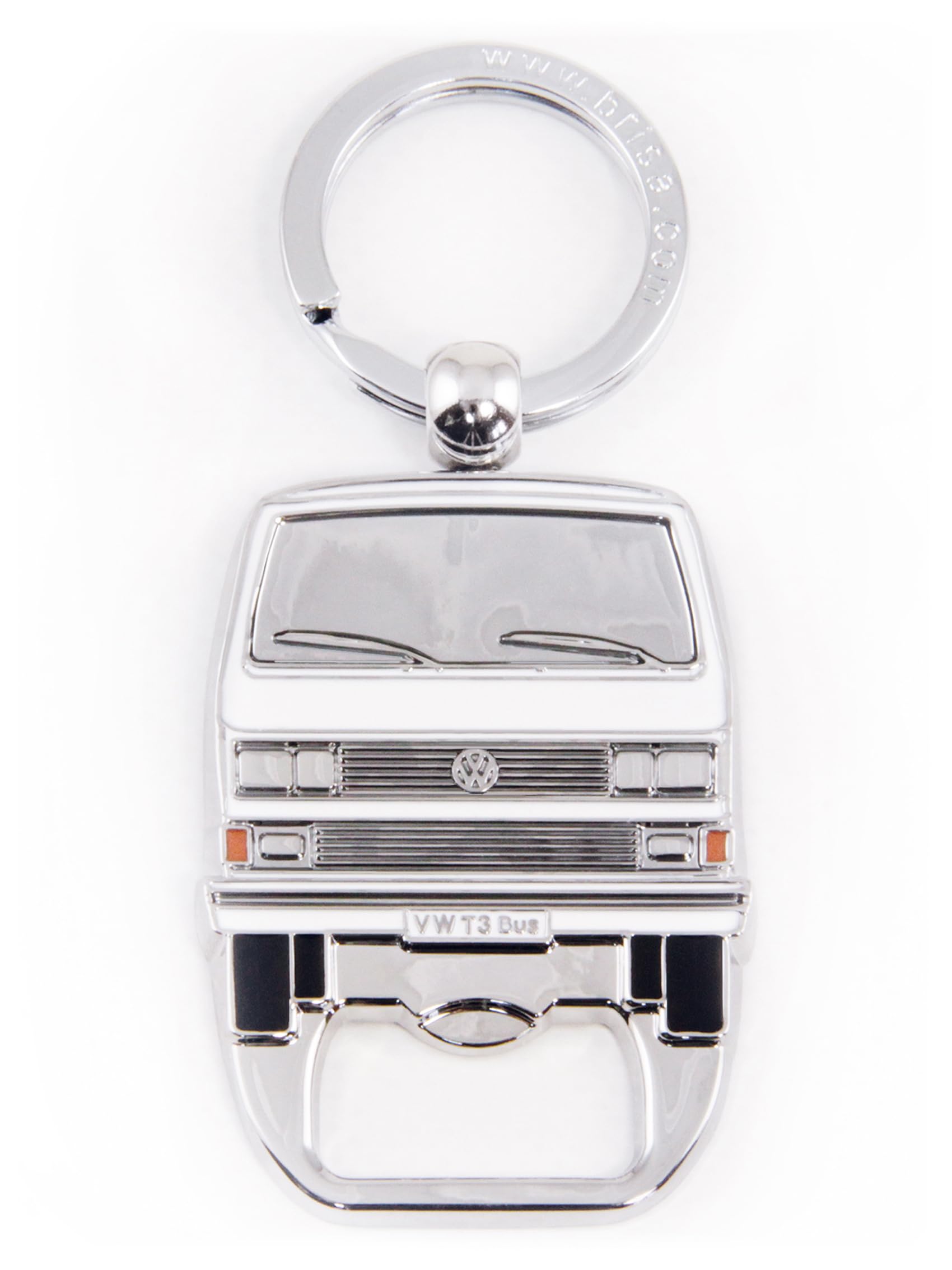 BRISA VW Collection - Volkswagen Schlüssel-Anhänger-Ring Schlüsselbund-Accessoire Keyholder mit Bier-Flaschen-Öffner im T3 Bulli Bus Design (Bus Front/Weiß) von BRISA