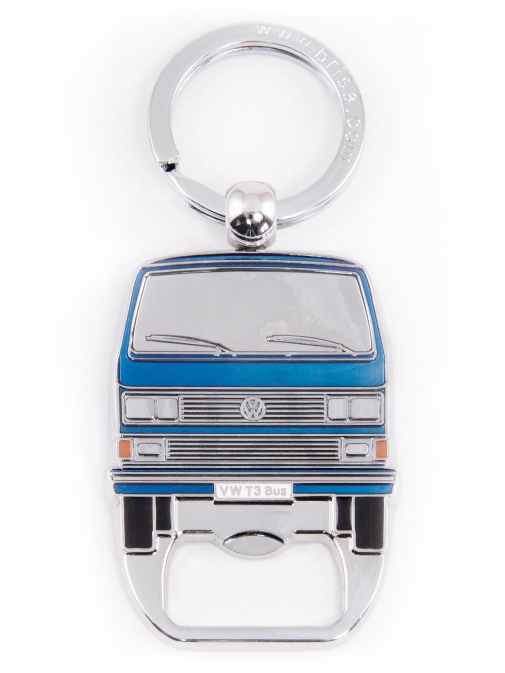 BRISA VW Collection - Volkswagen Schlüssel-Anhänger-Ring Schlüsselbund-Accessoire Keyholder mit Bier-Flaschen-Öffner im T3 Bulli Bus Design (Bus Front/Blau) von BRISA