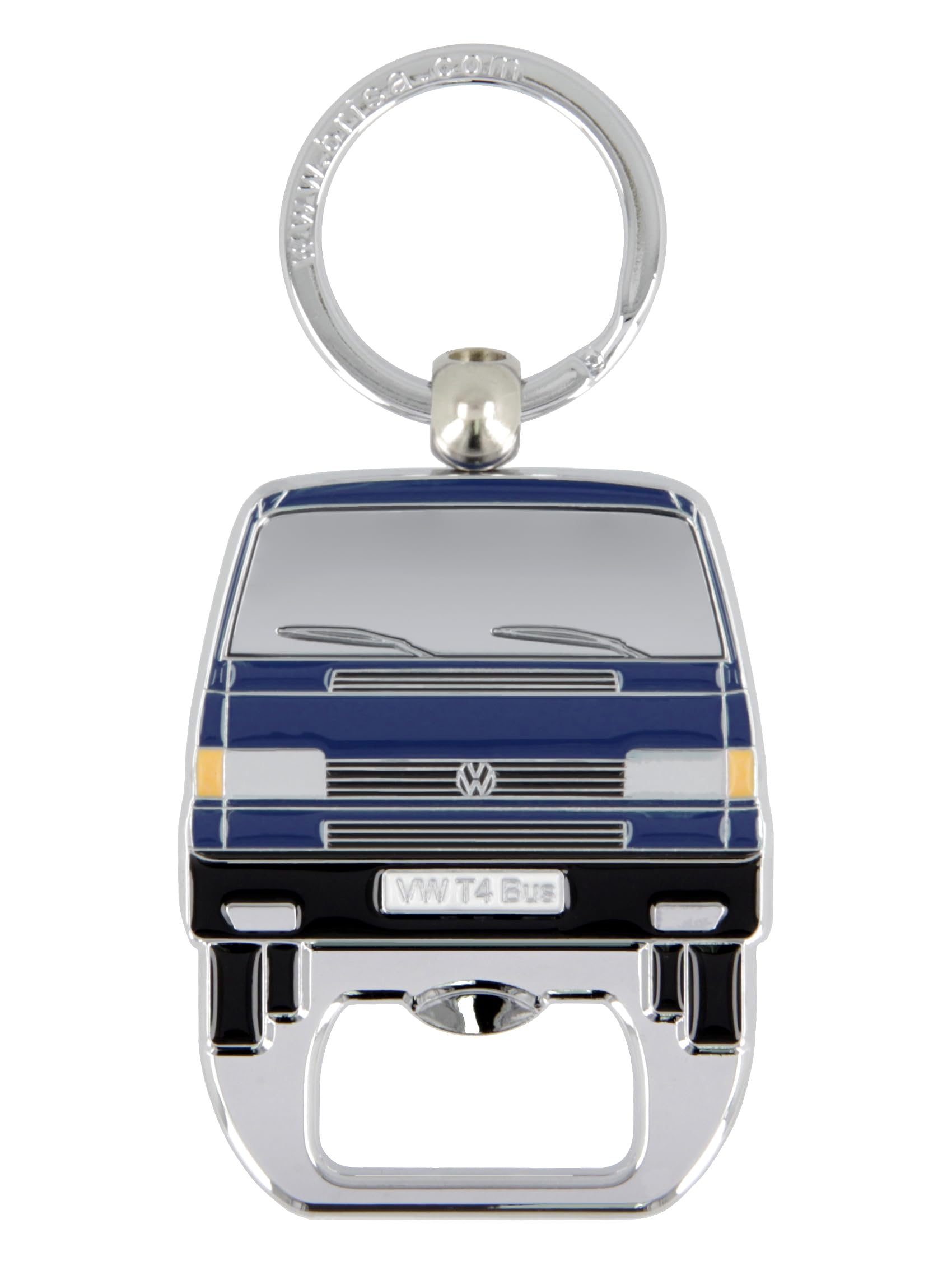 BRISA VW Collection - Volkswagen Schlüssel-Anhänger-Ring Schlüsselbund-Accessoire Keyholder mit Flaschenöffner im T3 Bulli Bus Design (Bus Front/Blau) von BRISA
