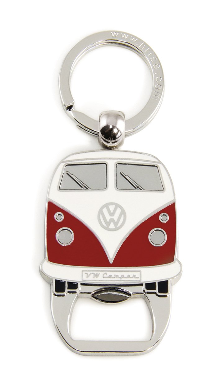 BRISA VW Collection - Volkswagen Schlüssel-Anhänger-Ring Schlüsselbund-Accessoire Keyholder mit Bier-Flaschen-Öffner im T1 Bulli Bus Design (Rot) von BRISA