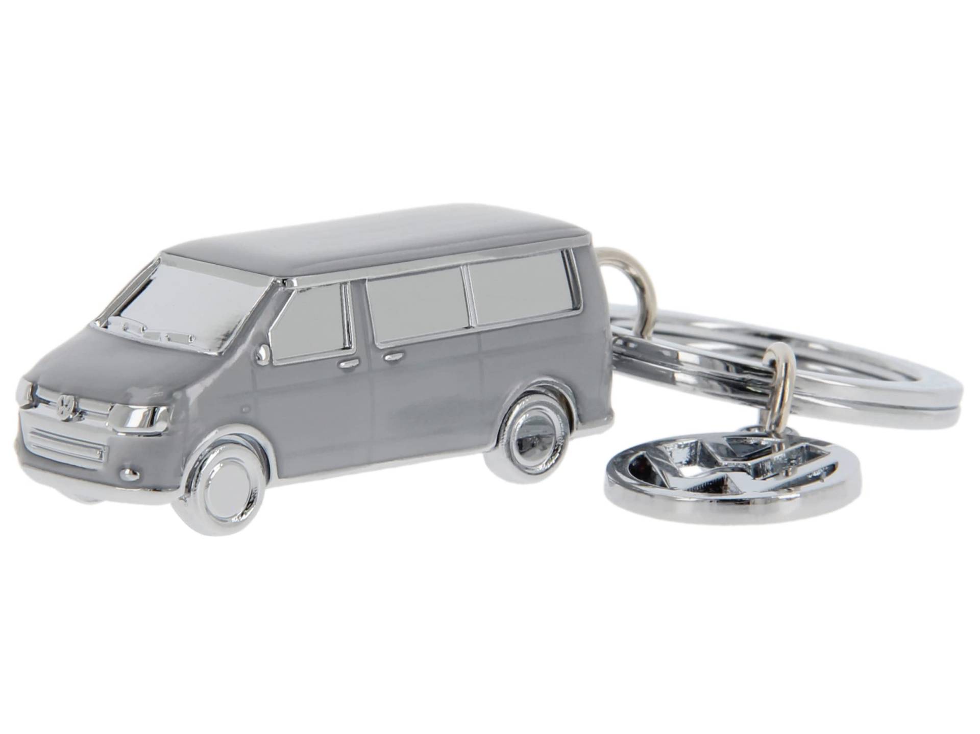 BRISA VW Collection - Volkswagen 3D Metall-Schlüssel-Anhänger-Ring-Schlüsselbund-Accessoire im T5/T6 Bulli Bus Design (Classic Bus/Grau) von BRISA