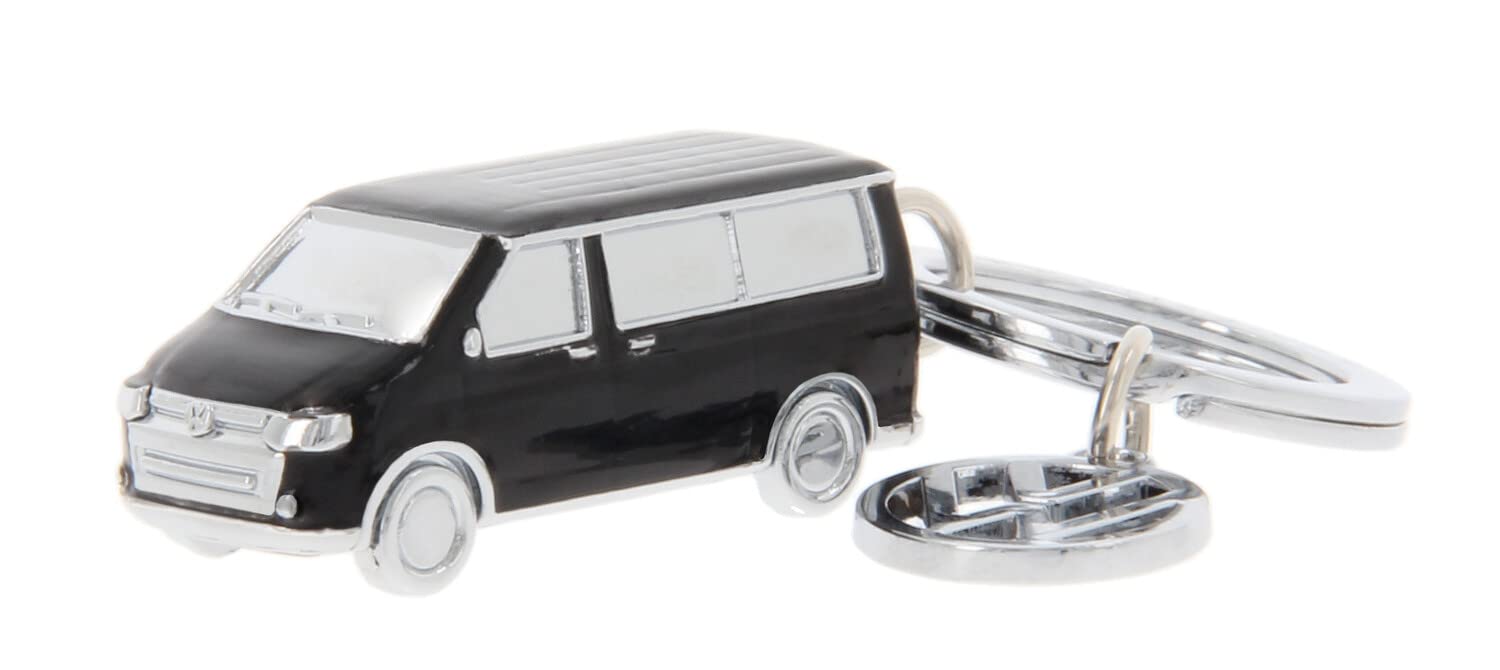 BRISA VW Collection - Volkswagen 3D Metall-Schlüssel-Anhänger-Ring-Schlüsselbund-Accessoire im T5/T6 Bulli Bus Design (Classic Bus/Schwarz) von BRISA
