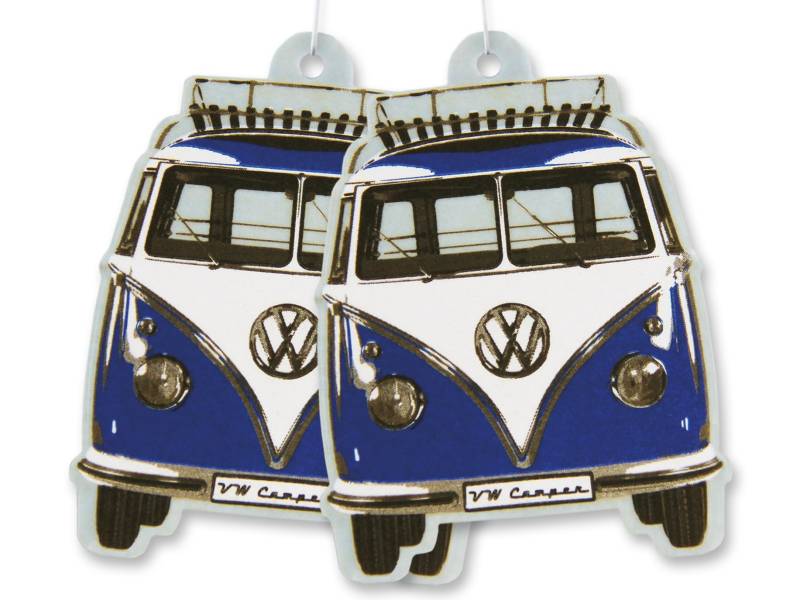 BRISA VW Collection - Volkswagen Luft-Erfrischer-Duft-Spender fürs Auto im T1 Bulli Bus Motiv Doppelpack (Bus Front/Ocean/Blau) von BRISA