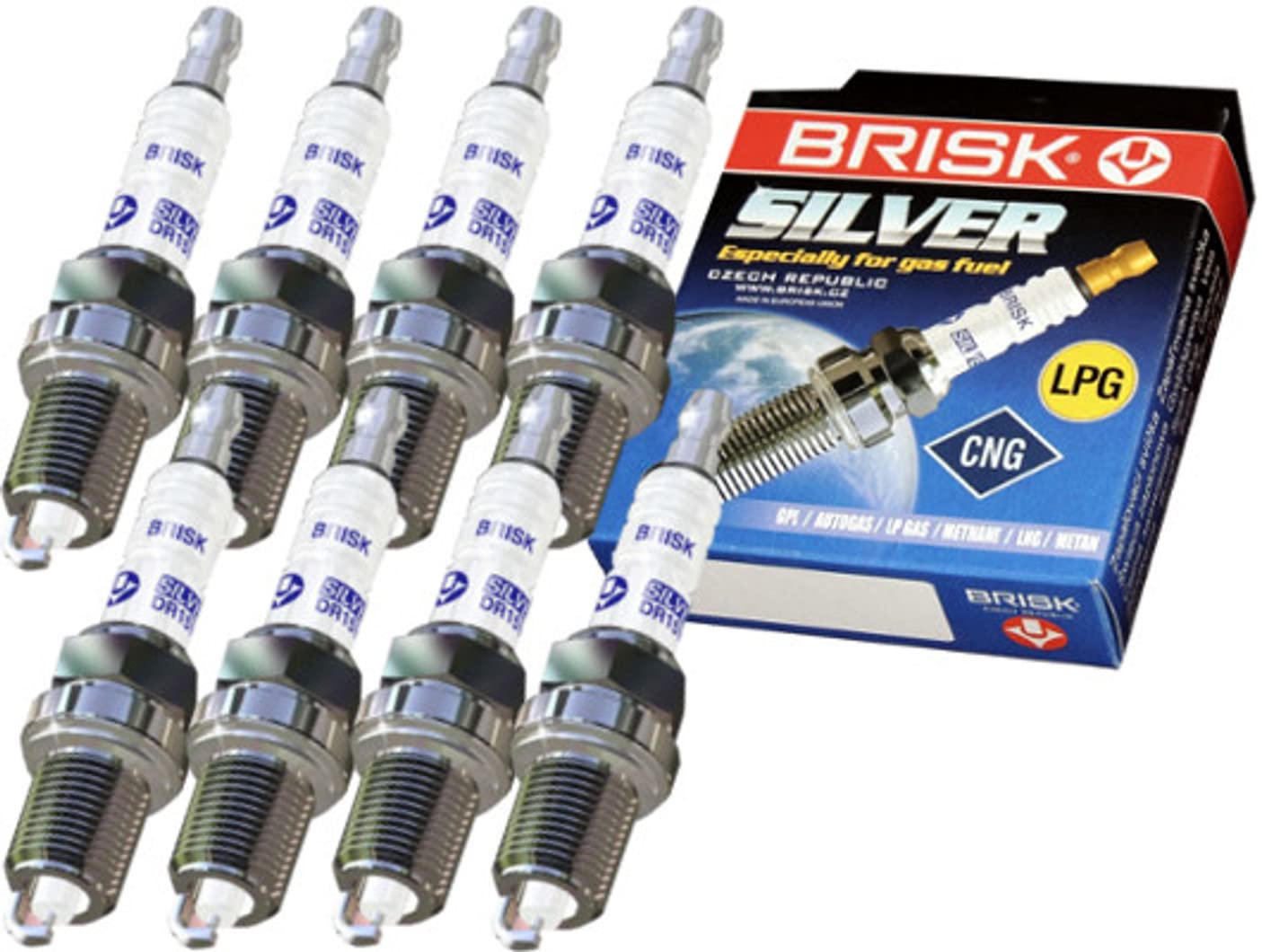 BRISK Silver DR15YS 1334 Zündkerzen Benzin LPG GPL CNG Autogas, 8 Stück von BRISK