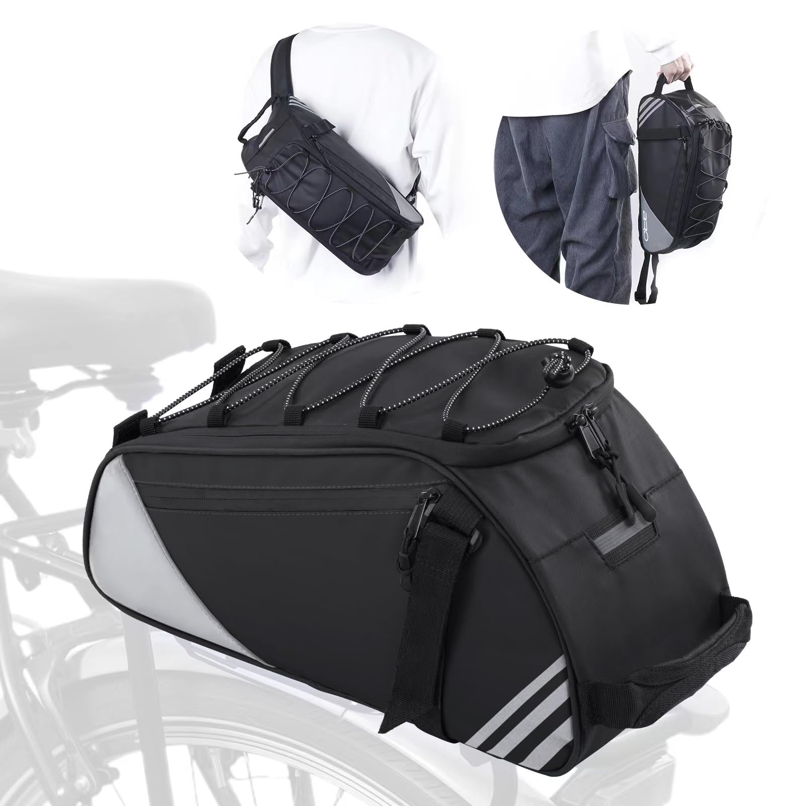 BRO wasserdichte Fahrradtaschen für Gepäckträger, Fahrrad Gepäckträgertasche mit reflektierenden Streifen - die perfekte Rücksitztasche für Reisen und Pendeln von BRO