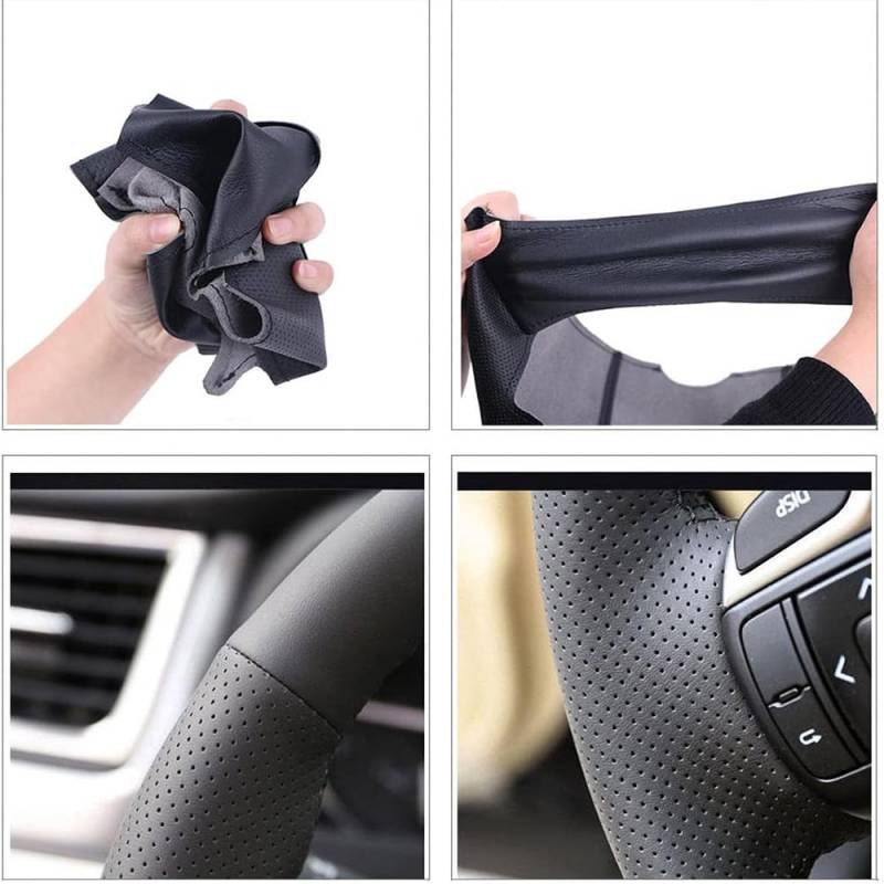Auto-Lenkradbezug, für Mercedes Benz Vito 2014-2019 Lenkradbezug Aus Mikrofaser-Leder rutschfest Atmungsaktiv Verschleißfest Handgenähter Lenkradbezug von BROLEO