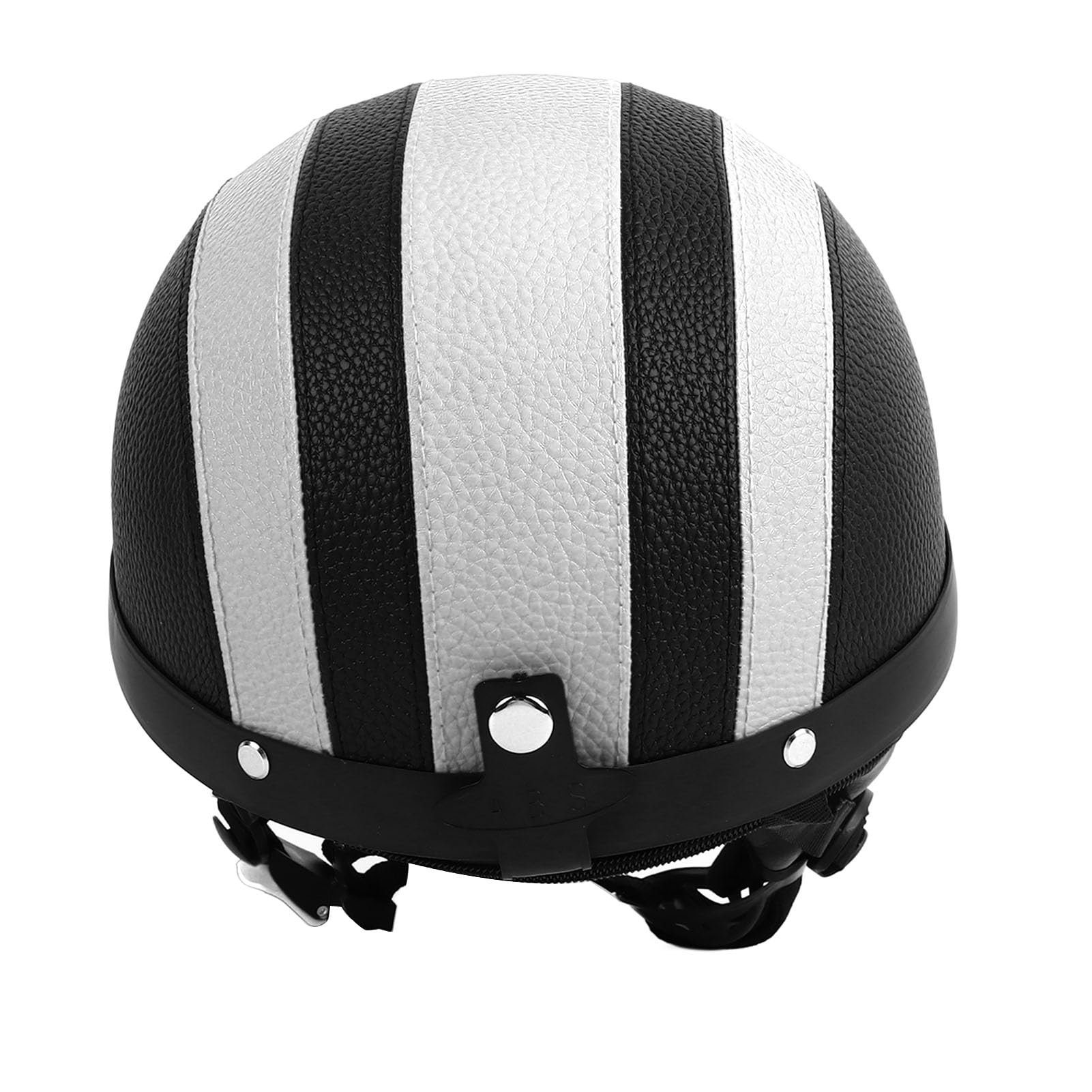 Retro-Motorradhelm, Sicherer, Tragbarer Sonnenschutz-Halbhelm aus PU-Leder, Alterungsbeständig, für Männer und Frauen (Schwarz-weißes Leder) von BROLEO