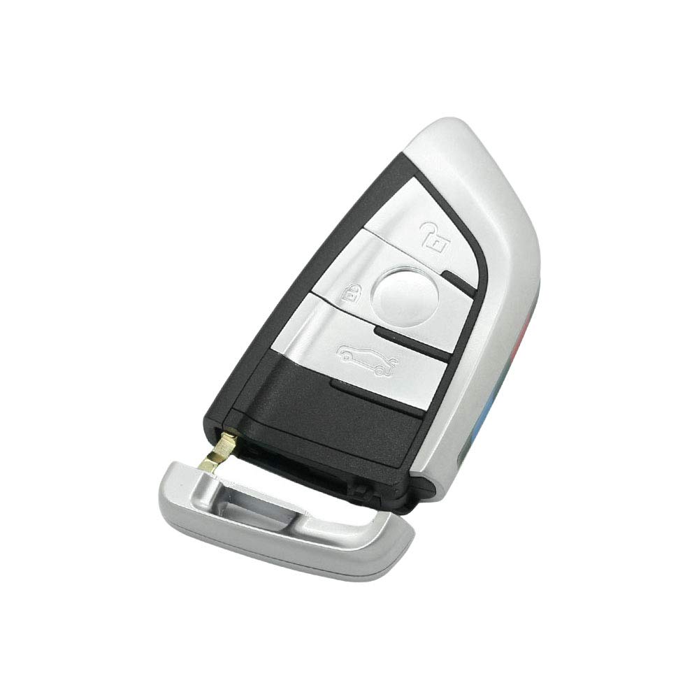 BROVACS Ersatz Schlüsselgehäuse + ungeschliffener Rohling Notschlüssel kompatibel mit BMW X1 X5 X6 3 Tasten Smart Keyless Entry Remote Key Case Fob PG9003A von BROVACS