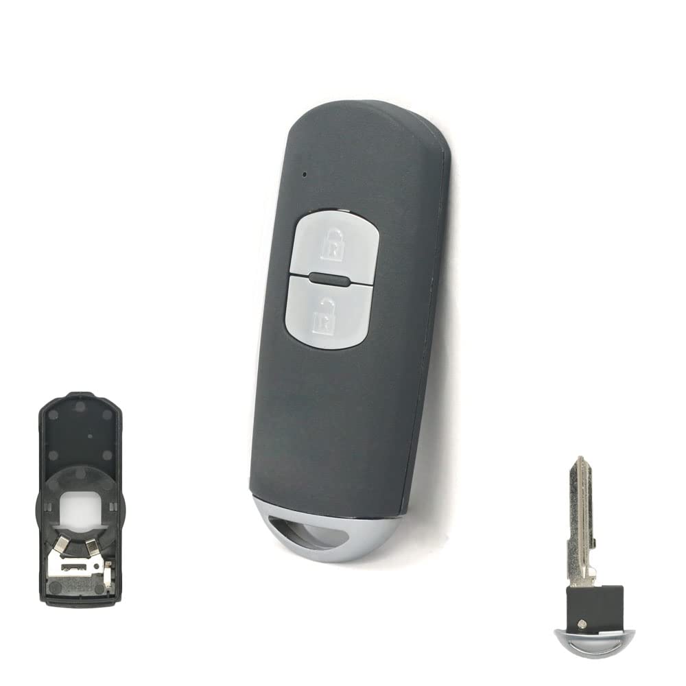 BROVACS Ersatz-Schlüsselgehäuse + ungeschnittener Rohling-Notschlüssel, kompatibel mit Mazda 2 Tasten Smart Keyless Entry Fernbedienung Schlüsselgehäuse PG539A von BROVACS