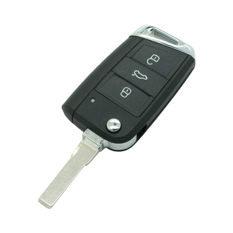BROVACS Ersatz-Schlüsselgehäuse kompatibel mit Volkswagen Golf 7 MK7 GTI Skoda Octavia 3 Tasten Keyless Entry Remote Flip Key Case Flug SS827A von BROVACS