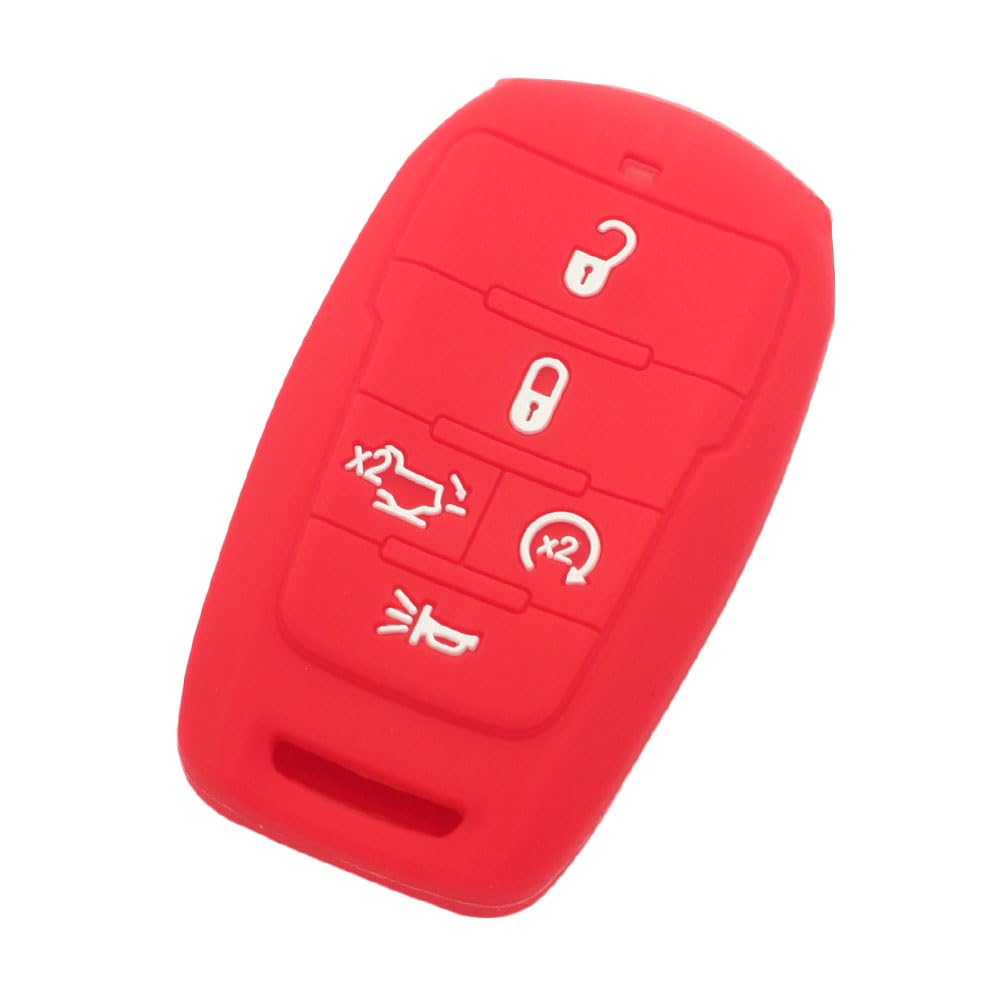 BROVACS Schlüssel Hülle Kompatibel mit Dodge 5 Tasten Smart Fernbedienung - Silikon Schutzhülle Schlüsselhülle Cover in Rot (CV2754RD) von BROVACS