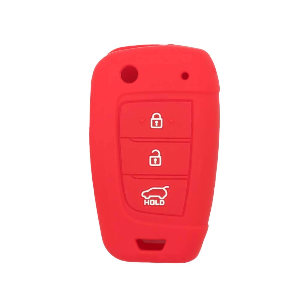 BROVACS Schlüssel Hülle Kompatibel mit Hyundai 3 Tasten Flip Fernbedienung - Silikon Schutzhülle Schlüsselhülle Cover in Rot (CV2156RD) von BROVACS