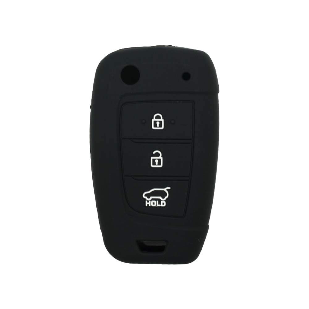 BROVACS Schlüssel Hülle Kompatibel mit Hyundai 3 Tasten Flip Fernbedienung - Silikon Schutzhülle Schlüsselhülle Cover in Schwarz (CV2156BK) von BROVACS