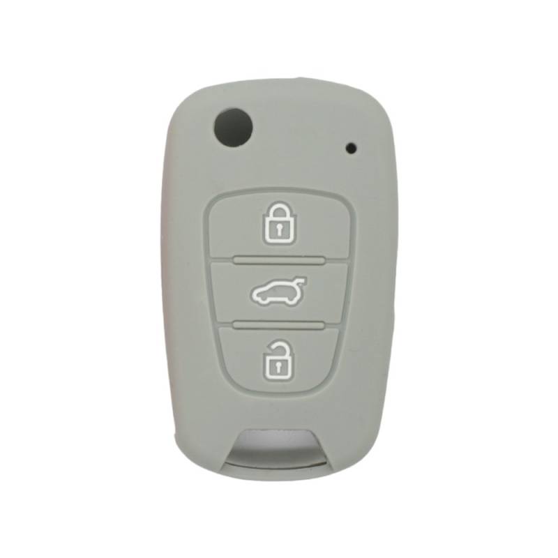 BROVACS Schlüssel Hülle Kompatibel mit Hyundai Kia 3 Tasten Flip Fernbedienung - Silikon Schutzhülle Schlüsselhülle Cover in Grau (CV2152GY) von BROVACS
