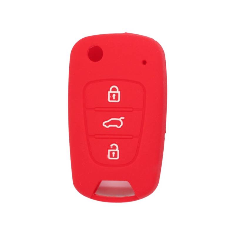 BROVACS Schlüssel Hülle Kompatibel mit Hyundai Kia 3 Tasten Flip Fernbedienung - Silikon Schutzhülle Schlüsselhülle Cover in Rot (CV2152RD) von BROVACS
