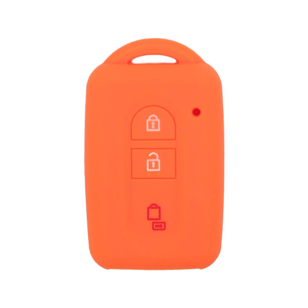 BROVACS Schlüssel Hülle Kompatibel mit Nissan 2 Tasten Smart Fernbedienung - Silikon Schutzhülle Schlüsselhülle Cover in Orange (CV9504OR) von BROVACS