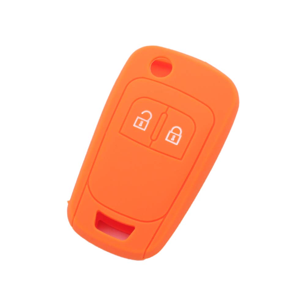 BROVACS Schlüssel Hülle Kompatibel mit OPEL Vauxhall 2 Tasten Flip Fernbedienung - Silikon Schutzhülle Schlüsselhülle Cover in Orange (CV9624OR) von BROVACS