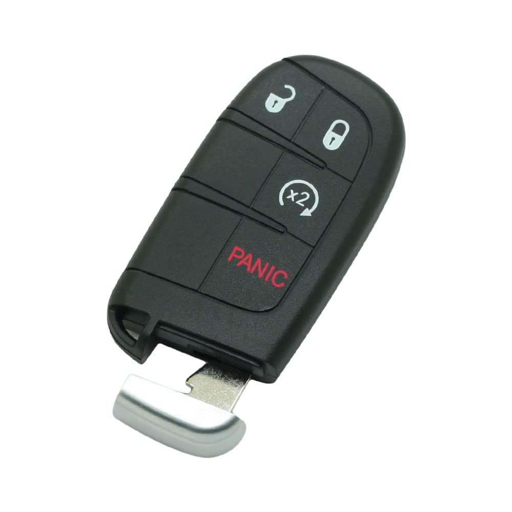 BROVACS Schlüsselgehäuse + ungeschliffener Rohling Notschlüssel kompatibel mit Dodge Chrysler Jeep 4 Tasten Smart Keyless Entry Remote Key Case Fob 3 BTN + Panic PG756C BROVACS Schlüsselgehäuse + ungeschliffener Rohling Notschlüssel kompatibel mit Dodge Chrysler Jeep 4 Tasten Smart Keyless Entry Remote Key Case Fob 3 BTN + Panic PG756C von BROVACS