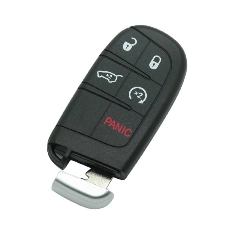 BROVACS Schlüsselgehäuse + ungeschliffener Rohling Notschlüssel kompatibel mit Jeep Grand Cherokee Durango 5 Tasten Smart Keyless Entry Remote Key Case Fob 4 BTN + Panic PG756G von BROVACS