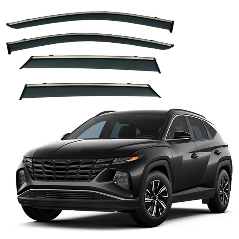 BROleo 4 Stück Auto Autofenster Windabweiser für Hyundai Tucson (LWB) MK4/NX4 2021 2022 2023, Regenabweiser Wasserdicht Schatten Deflektoren Auto Zubehör von BROLEO