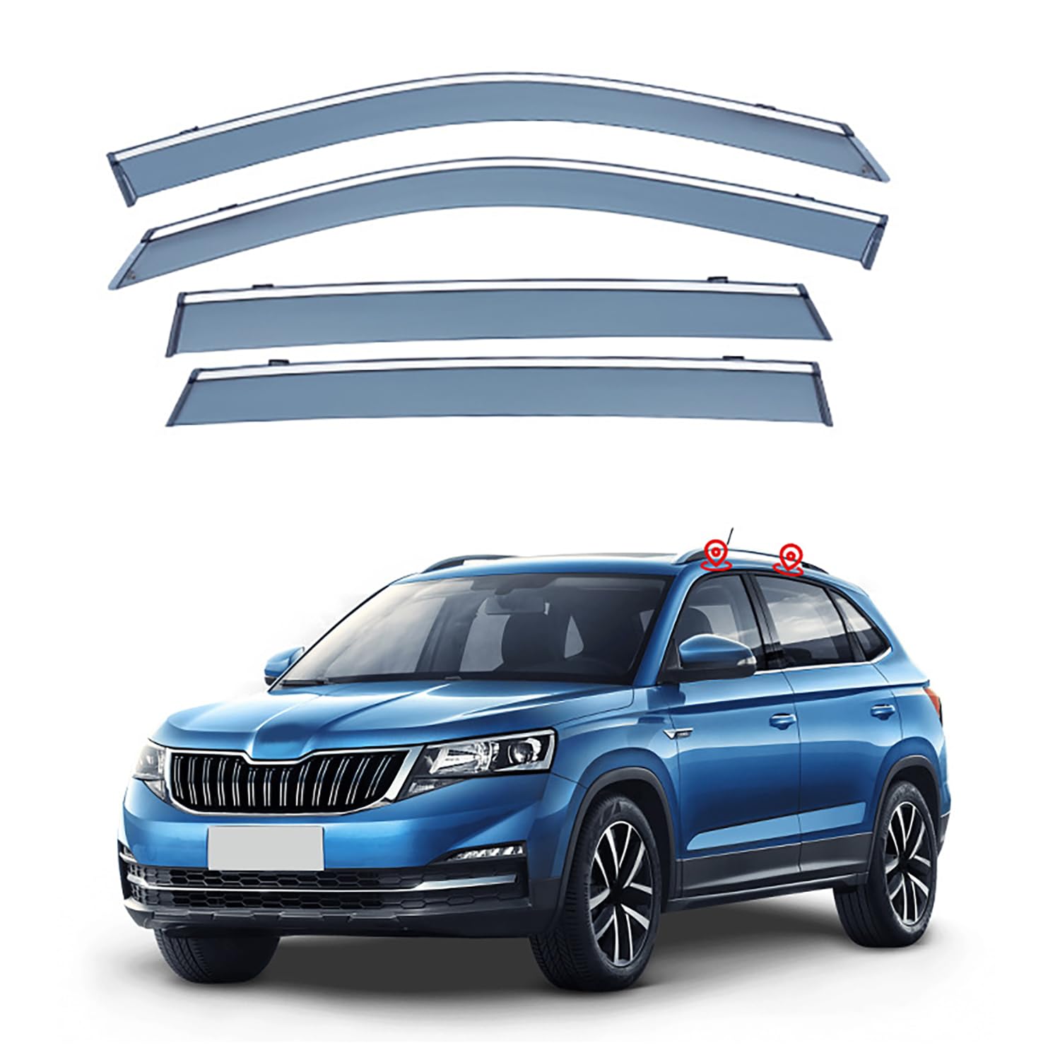 BROleo 4 Stück Auto Autofenster Windabweiser für Skoda Kamiq 2018 2019 2020 2021 2022 2023, Regenabweiser Wasserdicht Schatten Deflektoren Auto Zubehör von BROleo