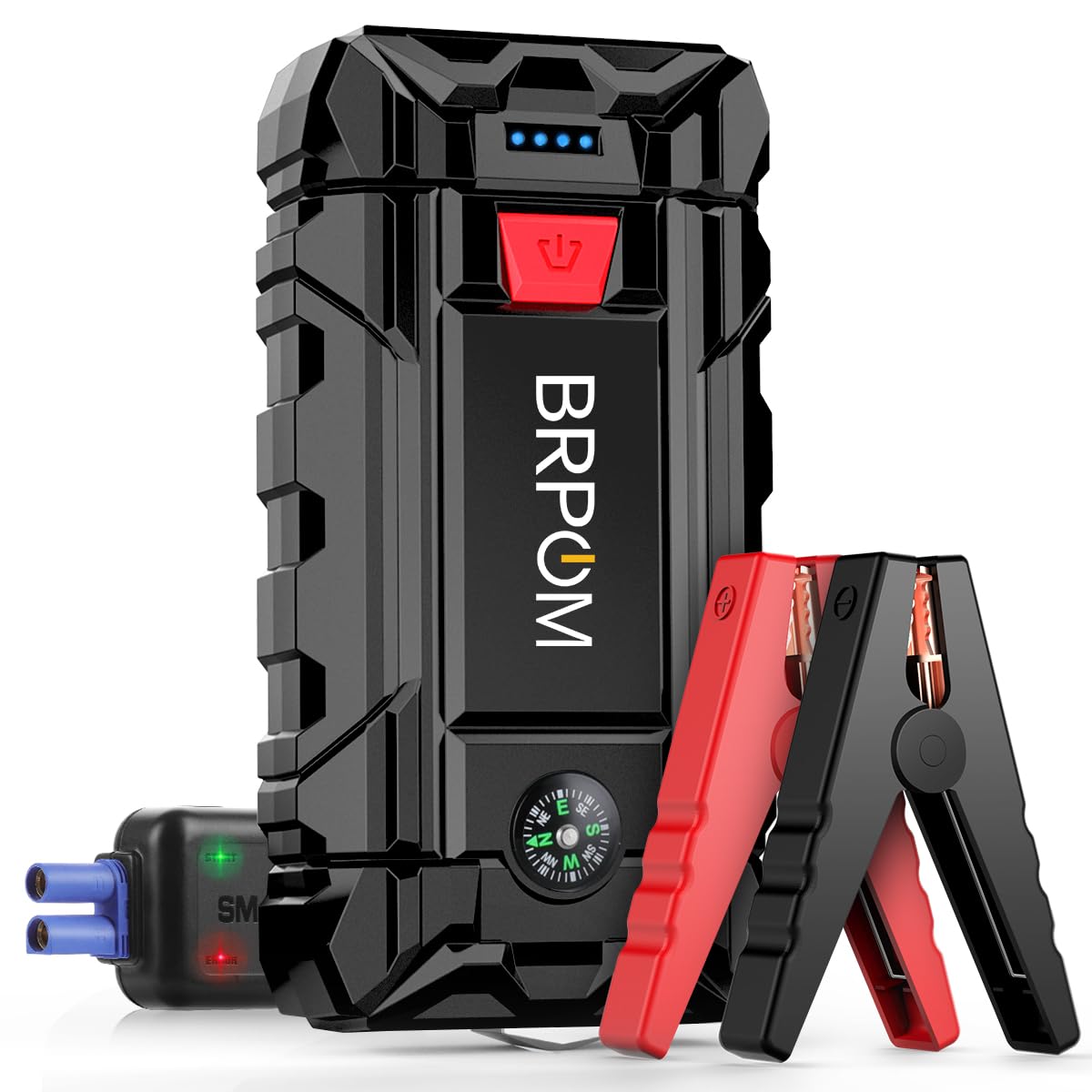 BRPOM Starthilfe Powerbank 4000A 12V (Bis Zu 7,0L Benzin Oder 5,5L Diesel) Auto Starthilfe mit LED-Taschenlampe, großen Bildschirm, Jumper Bildschirm, Autobatterie Booster für SUV Motorrad Rasenmäher von BRPOM