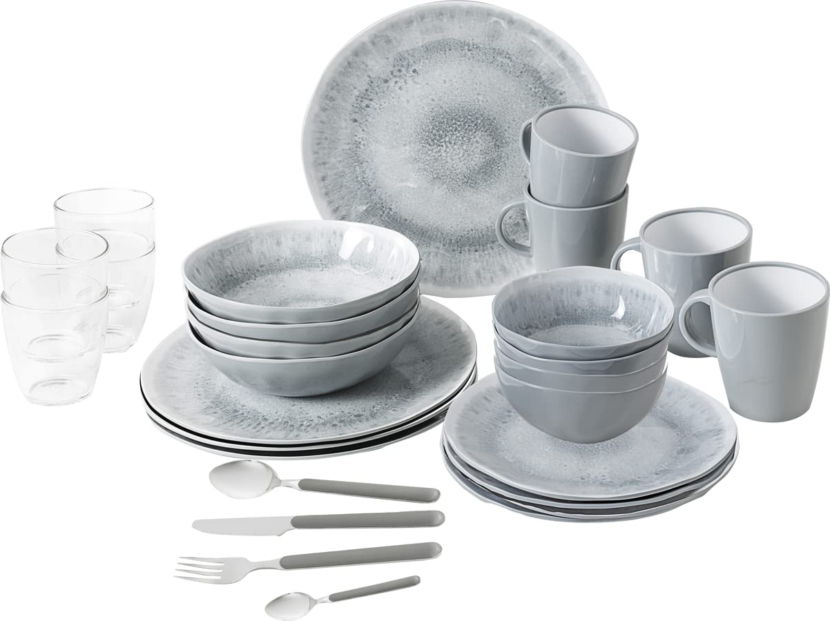 BRUNNER 0830150N.C5X Set Teller, Gläser, Schüsseln, bruchsichere Tassen aus Melamin Stonetouch 40 Stück, All Inclusive VIP Pearl BRUNNER 0830150N.C5X Set Teller, Gläser, Schüsseln, bruchsichere Tassen aus Melamin Stonetouch 40 Stück, All Inclusive VIP Pearl von BRUNNER