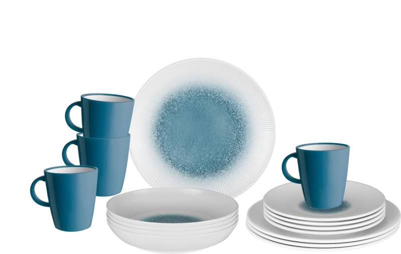 Brunner 0830155N.C1X Campinggeschirr Set für 4 Personen, Lunchbox Meteor Azur, 16-teilig von BRUNNER