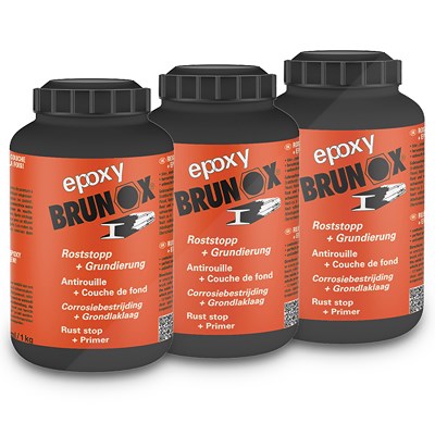 Brunox 3x 1 L Epoxy Roststopp + Grundierung [Hersteller-Nr. BR1,00EP] von BRUNOX