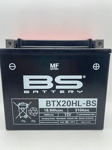 BS BTX20HL-BS (YTX20HL-BS) - wartungsfrei - 12V 18Ah - Maße: 175x87x155mm kompatibel mit BRP (SKI-DOO) Grand Touring, Renegade -2014 von BS Battery