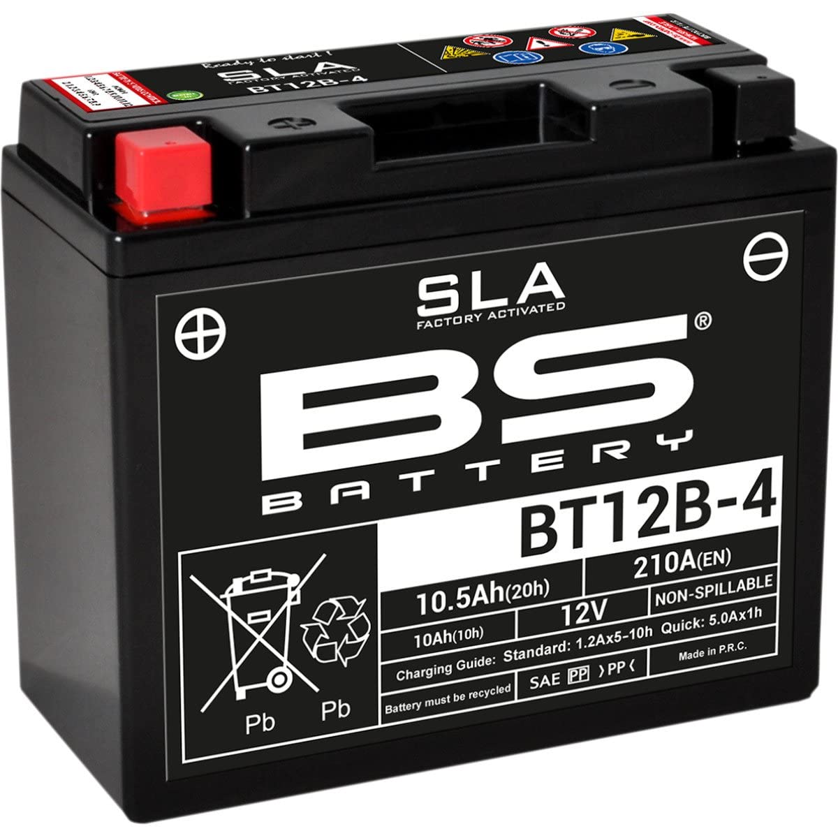 BS Battery 300643 BT12B-4 AGM SLA Motorrad Batterie, Schwarz, 15 x 6.9 x 13 centimetres von BS Battery