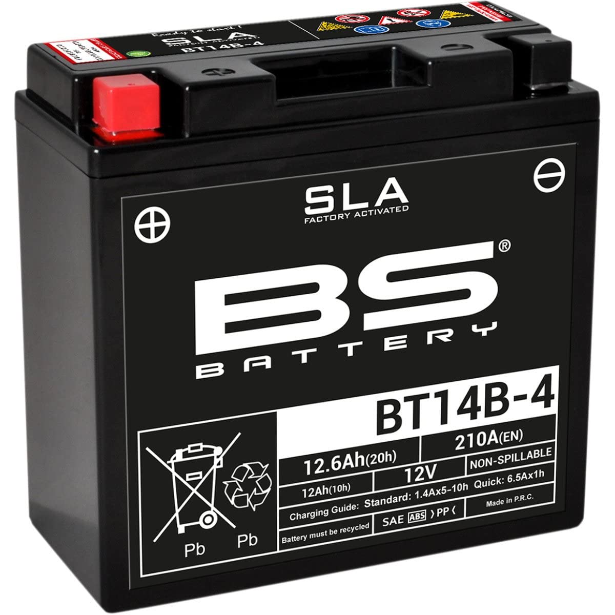 BS Battery 300644 BT14B-4 AGM SLA Motorrad Batterie, Schwarz von BS Battery