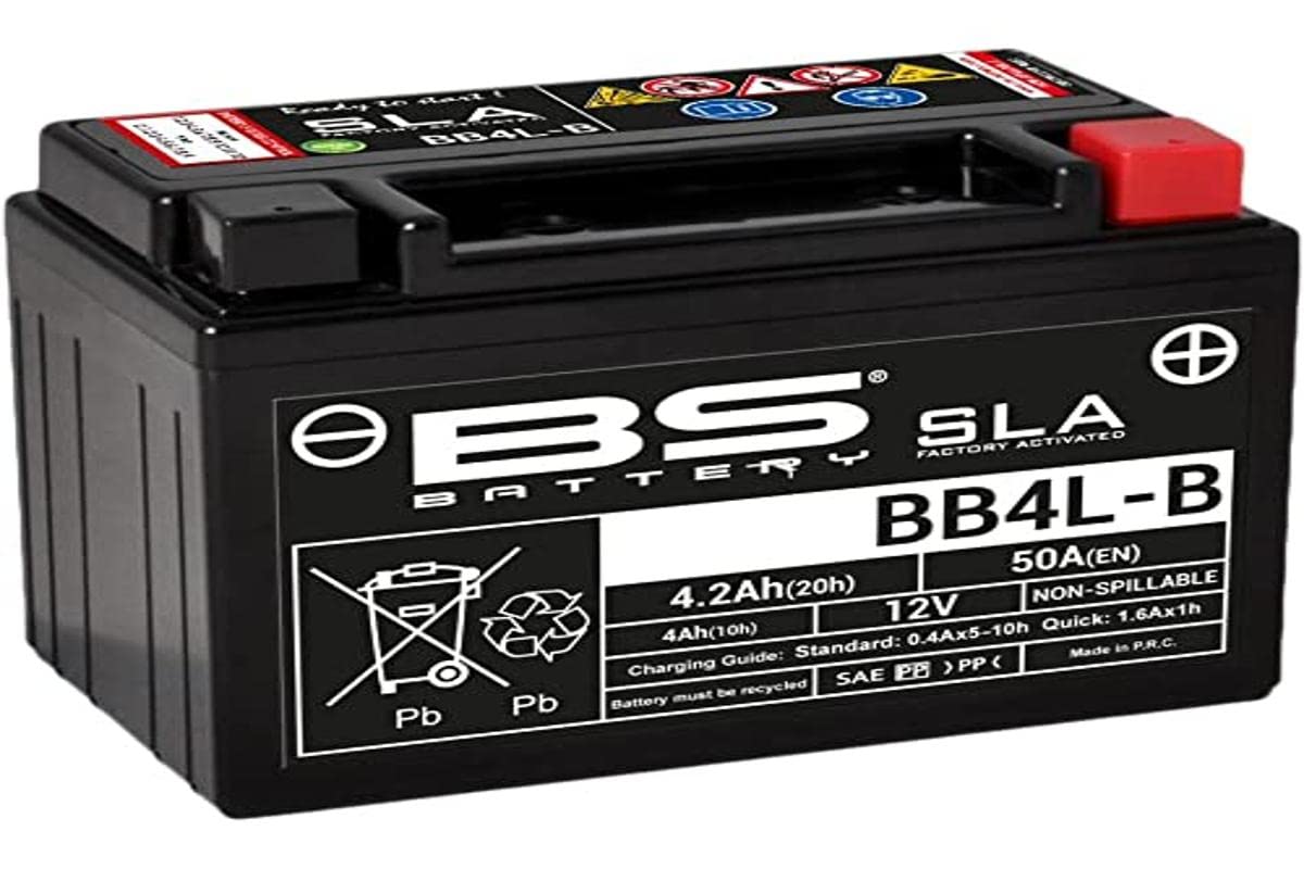 BS Battery 300665 BB4L-B AGM SLA Motorrad Batterie, Schwarz, 12 x 7 x 9.2 cm von BS Battery