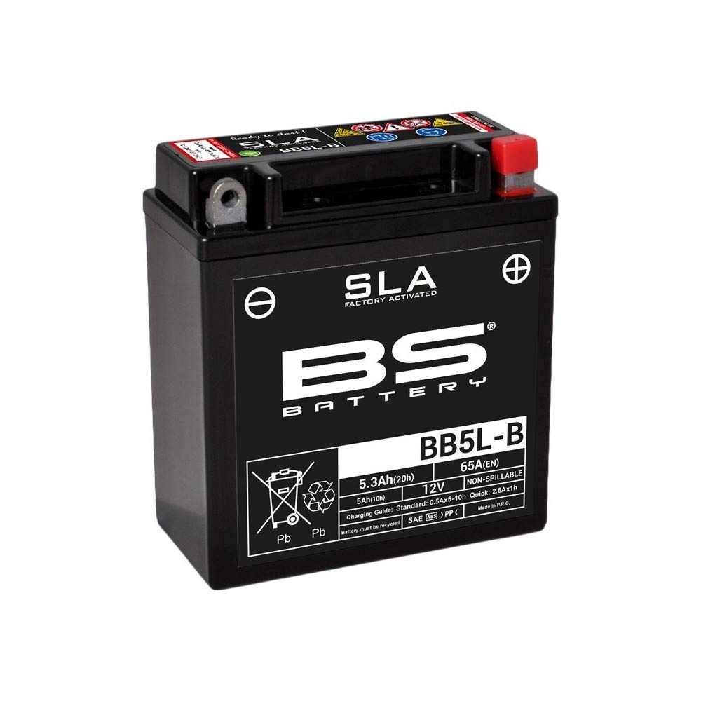 BS Battery 300671 BB5L-B AGM SLA Motorrad Batterie, Schwarz von BS Battery